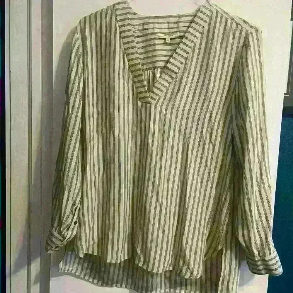 Madewell Striped Top with Rolled Sleeves Medium